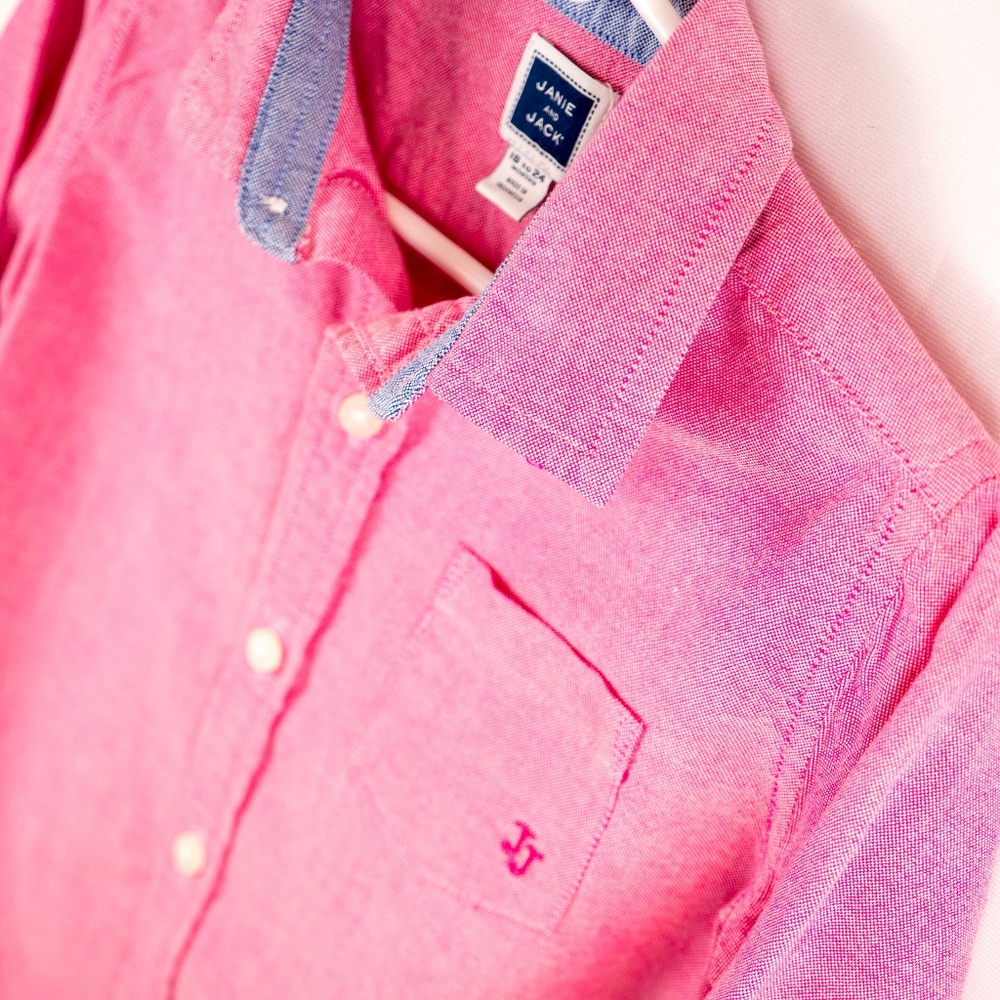 Janie and Jack Boys Pink Button Down Shirt 18/24M.